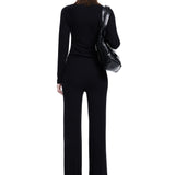 Khela fermuar detaylı siyah pantolon