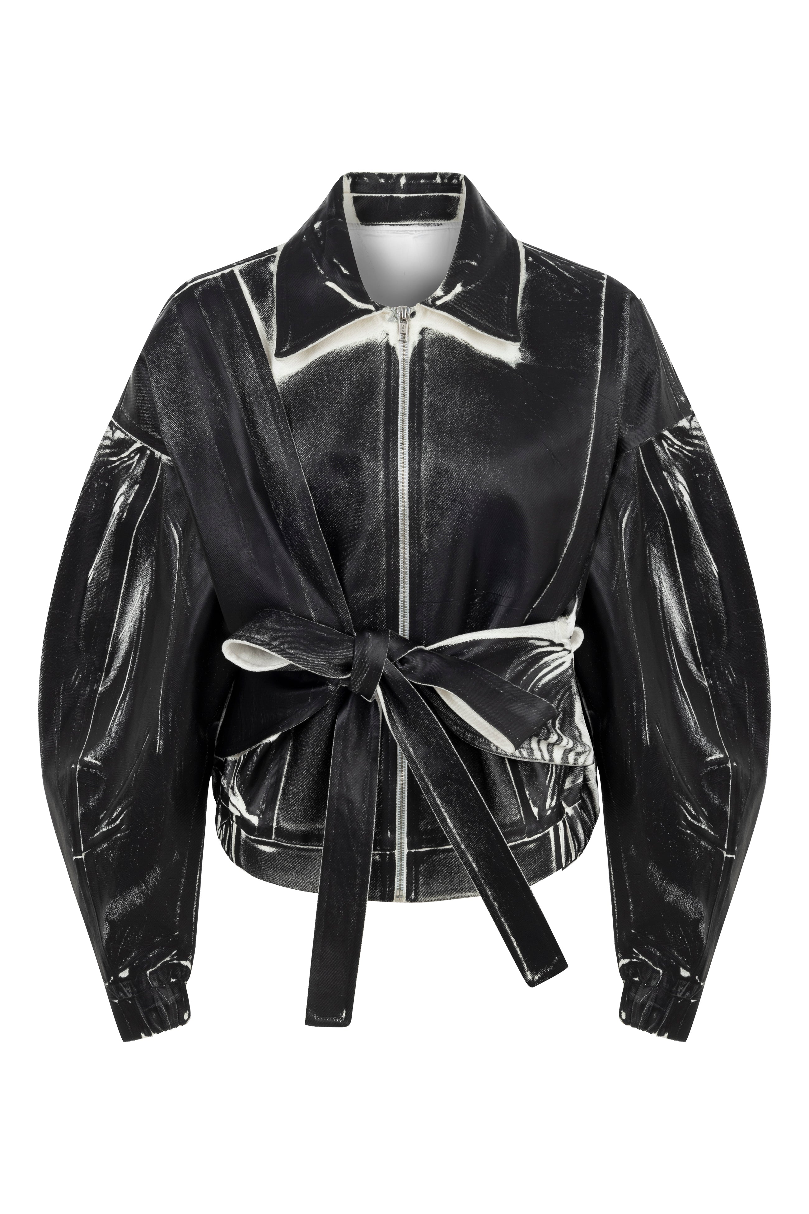 Khela siyah eskitme efekt bağlama detyalı ceket