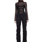 Khela siyah drapeli dizleri, bel kapama detaylı pantolon