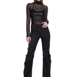 Khela siyah drapeli dizleri, bel kapama detaylı pantolon