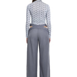 Khela bel dekolteli demir tokalı gri kumaş pantolon