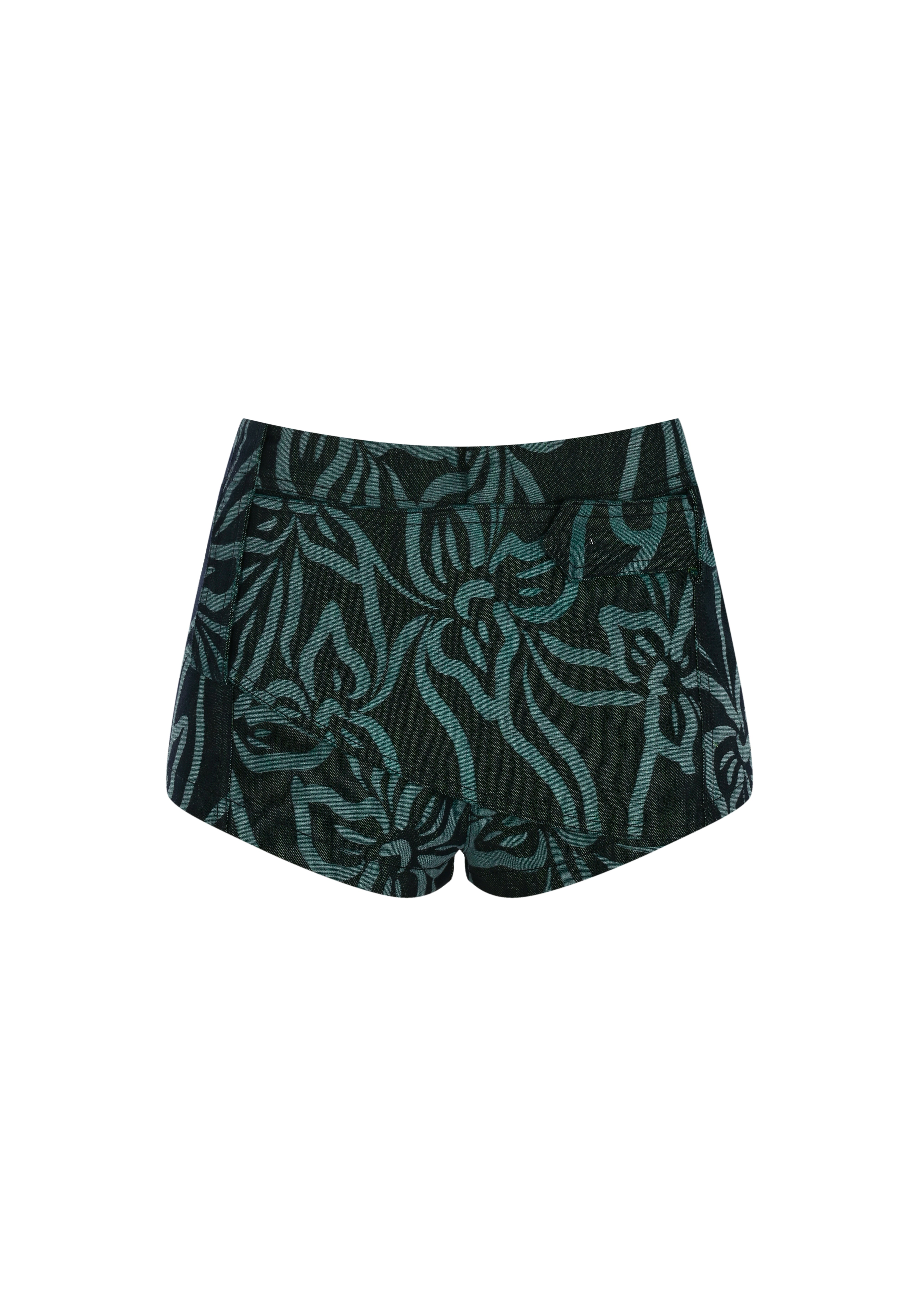 Yeşil desenli mini şort