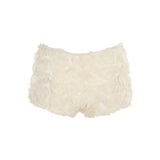 Khela 3d çiçek desenli mini beyaz şort