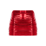 Kırmızı metalik astarlı jarse kumaşlı mini etek