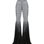 Siyah ispanyol paça biye kemerli transparan pantolon