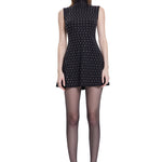 Khela siyah dik yaka sıfır kol lila taşlı mini elbise