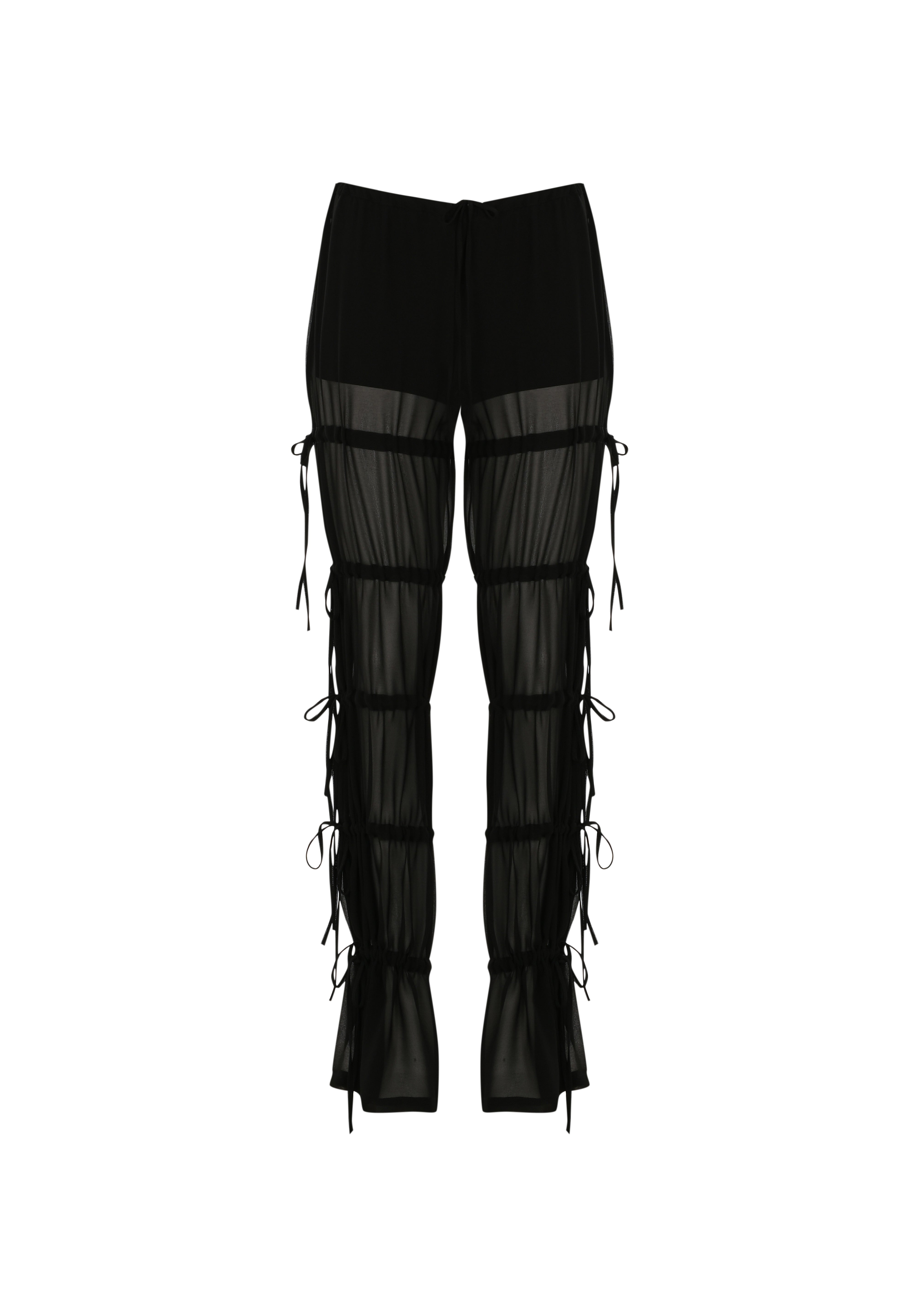 Siyah jarse şortlu şifon uzun pantolon