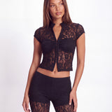 BAD DECISION SHORT SLEEVE TOP IN LACE