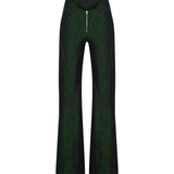 Yeşil fermuar detaylı denim pantolon