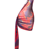 Çiçek desenli asimetrik kesim tül pareo