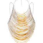 Altın degrade boncuklu halter yaka top