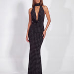 Khela Obsessed With Me Maxi Dress siyah degaje yaka açık sırt zımba detaylı maksi elbise