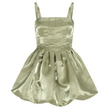 Khela yeşil balon mini elbise