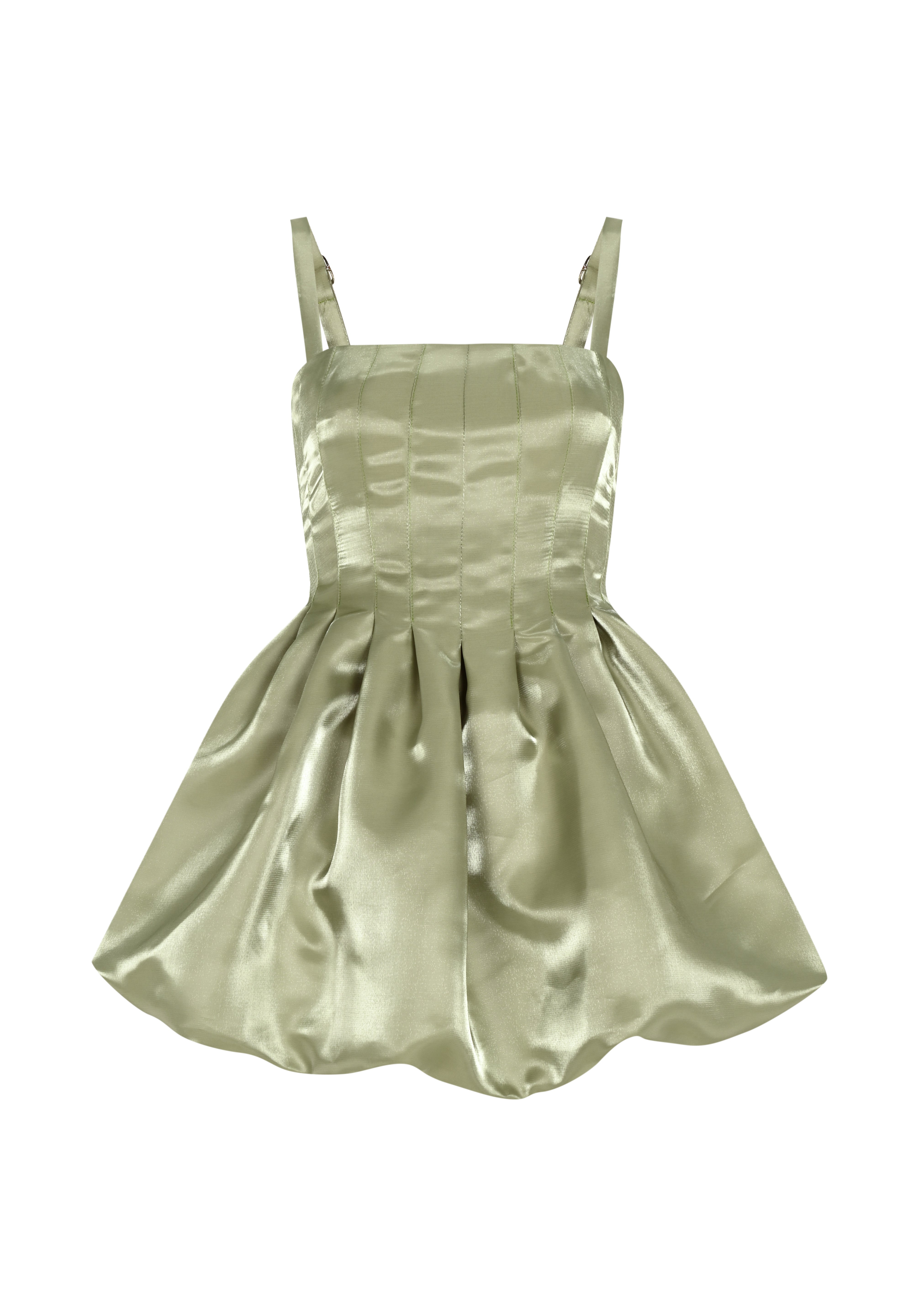 Khela yeşil balon mini elbise