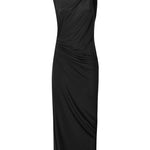 Siyah düğüm detaylı derin yırtmaçlı plaj elbisesi