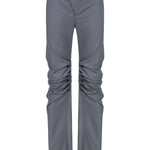 Khela gri drapeli dizleri, bel kapama detaylı pantolon