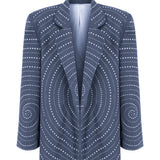 Khela spiral işlemeli oversize mavi blazer ceket