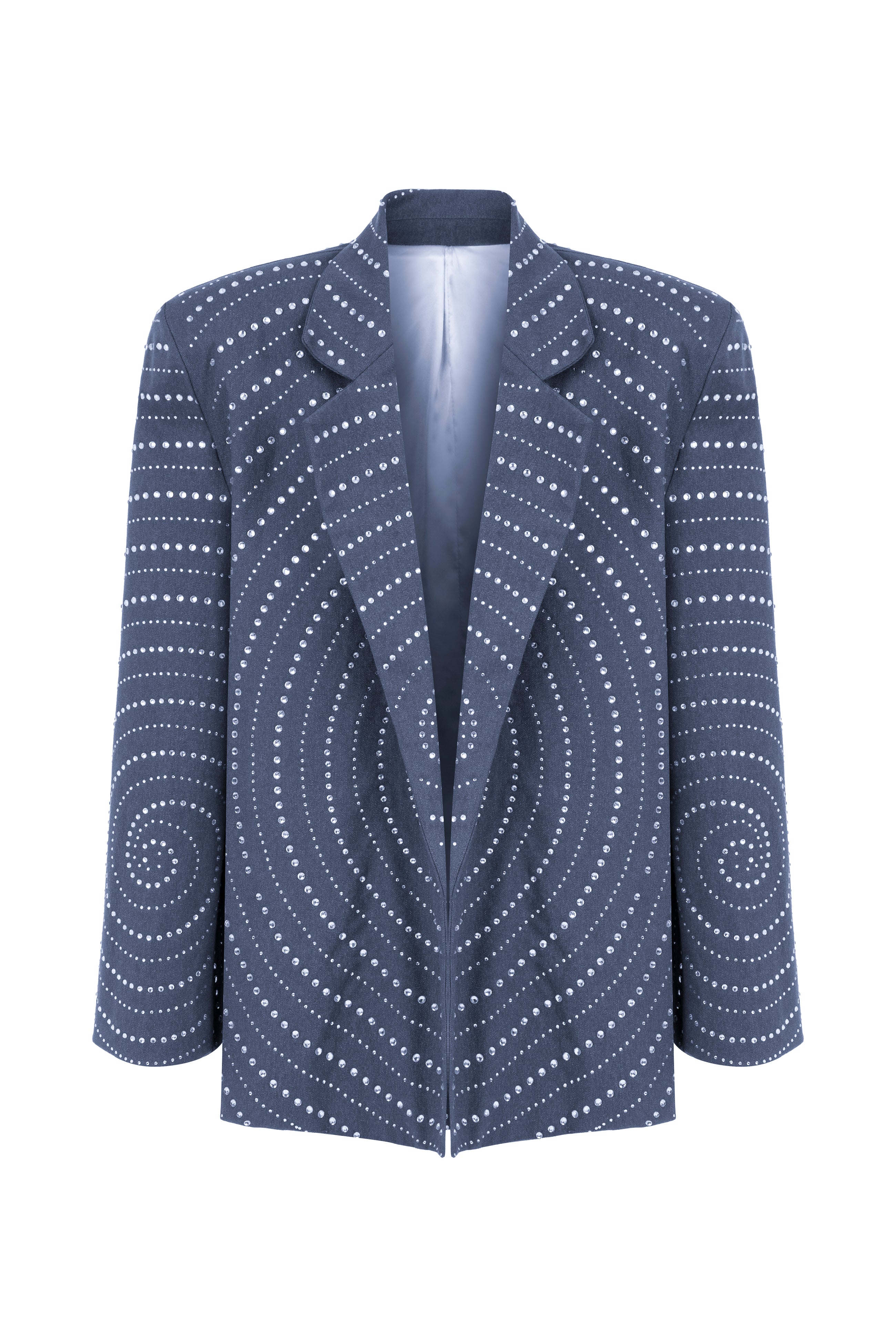 Khela spiral işlemeli oversize mavi blazer ceket