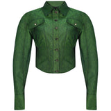 Khela yeşil bele oturan denim ceket