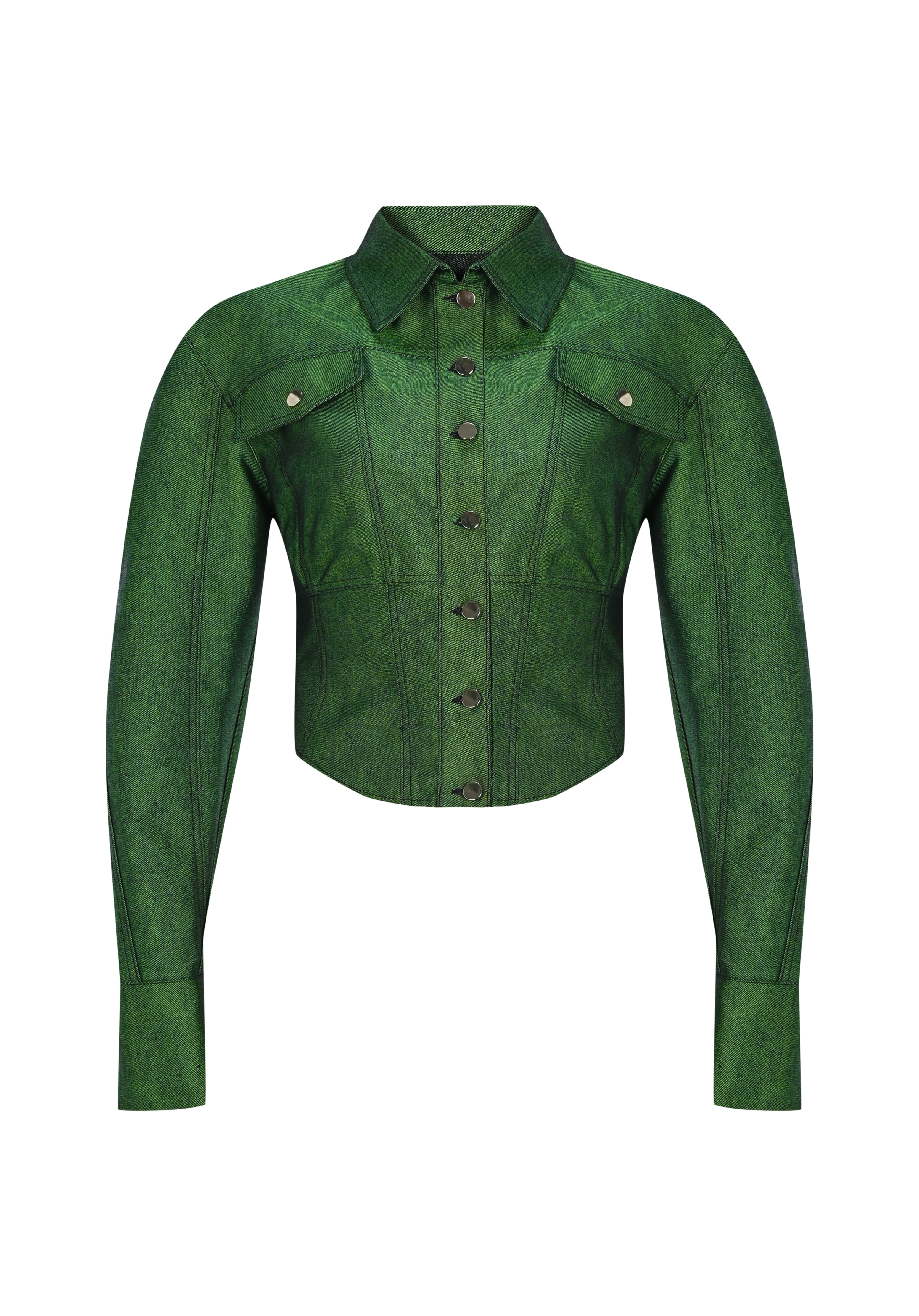 Khela yeşil bele oturan denim ceket