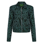 Yeşil desenli fermuarlı ceket