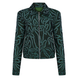 Yeşil desenli fermuarlı ceket