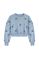 Lovestruck Embellished Sweatshirt in Indigo