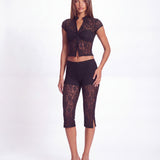 BAD DECISION SHORT SLEEVE TOP IN LACE