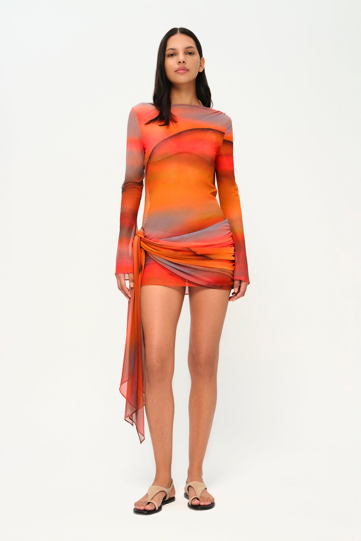 Wavelength Dress in Sunset Print