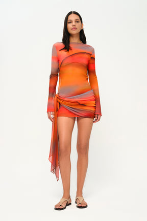Wavelength Dress in Sunset Print