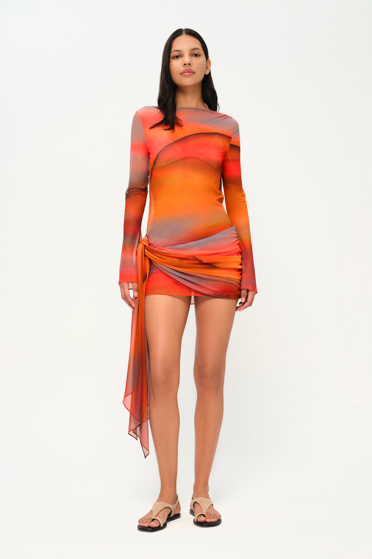 Wavelength Dress in Sunset Print