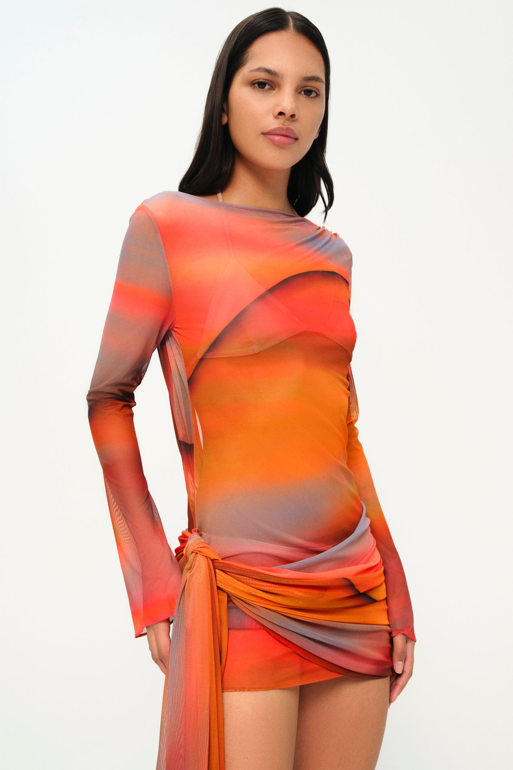 Wavelength Dress in Sunset Print