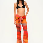 Turuncu bağlama detaylı şifon pareo pantolon