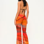 Turuncu bağlama detaylı şifon pareo pantolon