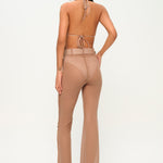 Altın rengi boncuklu halter yaka top