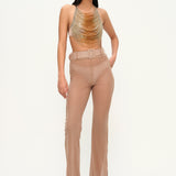 Altın degrade boncuklu halter yaka top