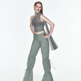 Gri tek omuz detaylı top