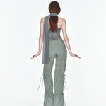 Gri tek omuz detaylı top