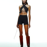 SCANDALOUS BANDEU TOP IN BLACK