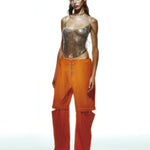 Khela turuncu kuşgözü detaylı paraşüt pantolon