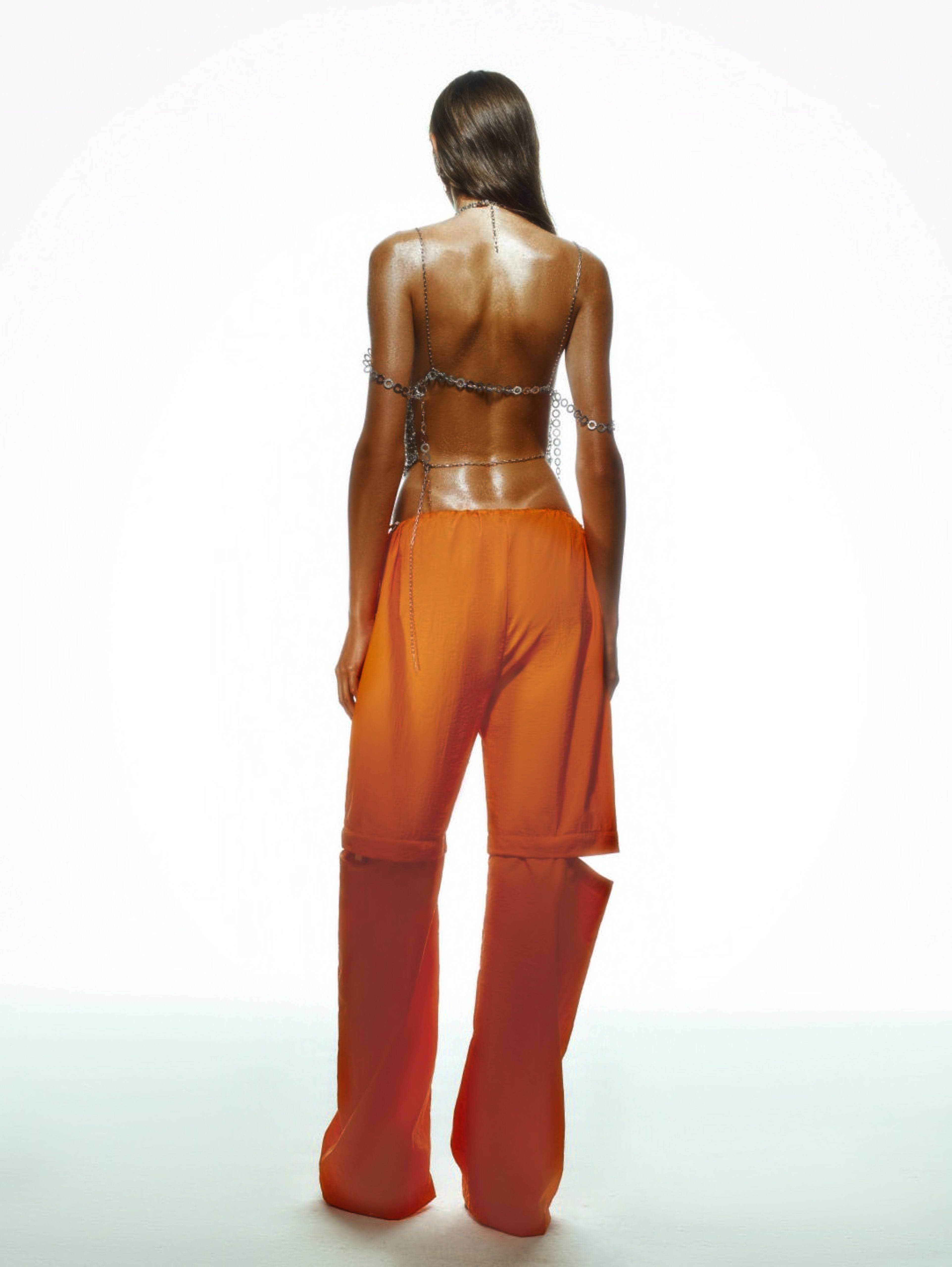 Khela turuncu kuşgözü detaylı paraşüt pantolon
