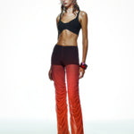 Khela turuncu gradyan baskı drape detaylı astar şortlu tül pantolon