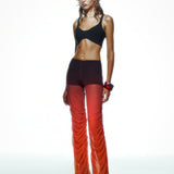 Khela turuncu gradyan baskı drape detaylı astar şortlu tül pantolon