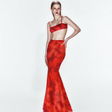 Kırmızı desenli ayarlanabilir askılı bra