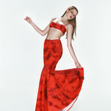 Kırmızı desenli ayarlanabilir askılı bra