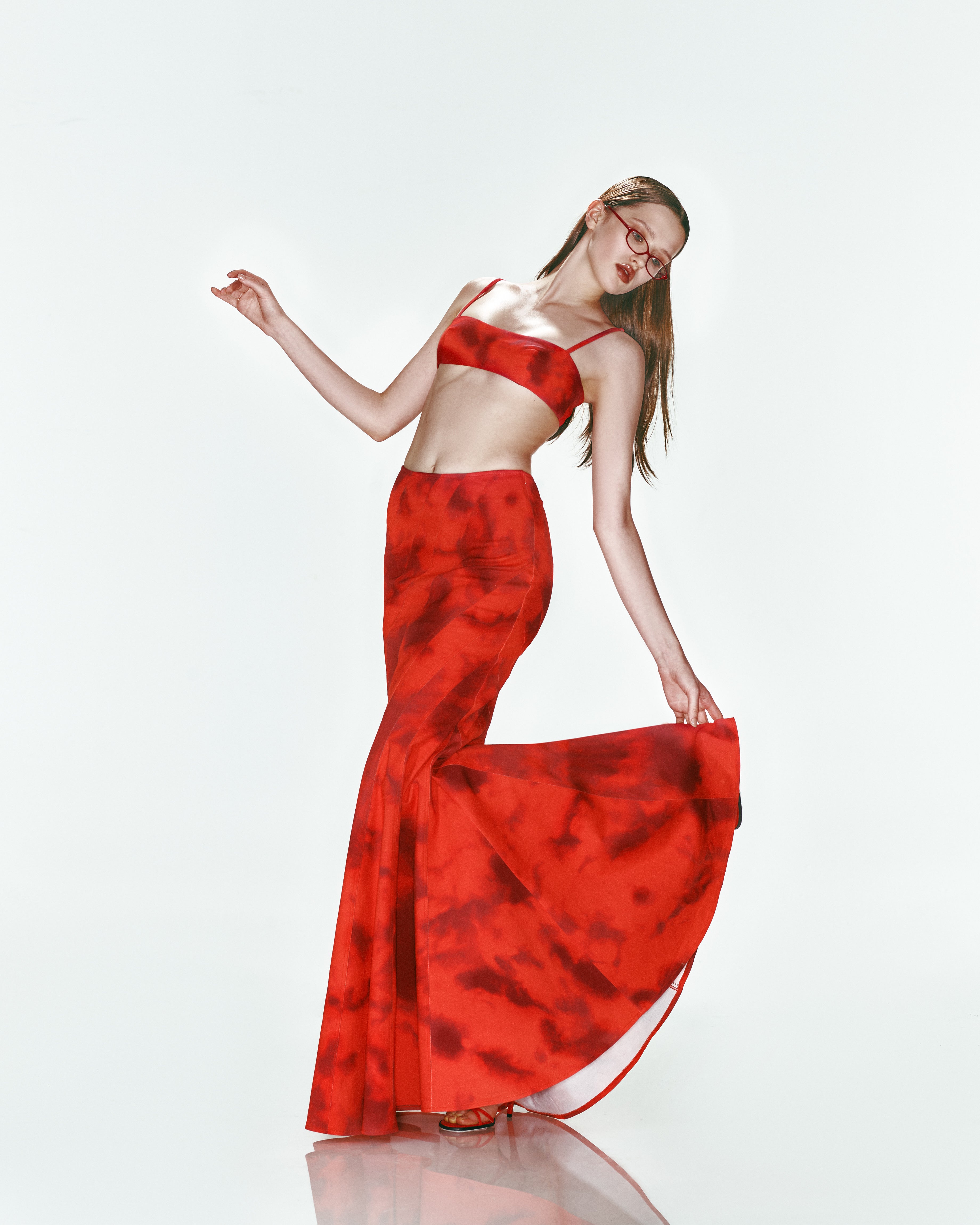 Kırmızı desenli ayarlanabilir askılı bra