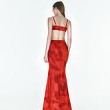 Kırmızı desenli ayarlanabilir askılı bra