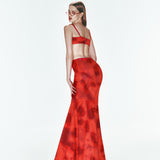 Kırmızı desenli ayarlanabilir askılı bra