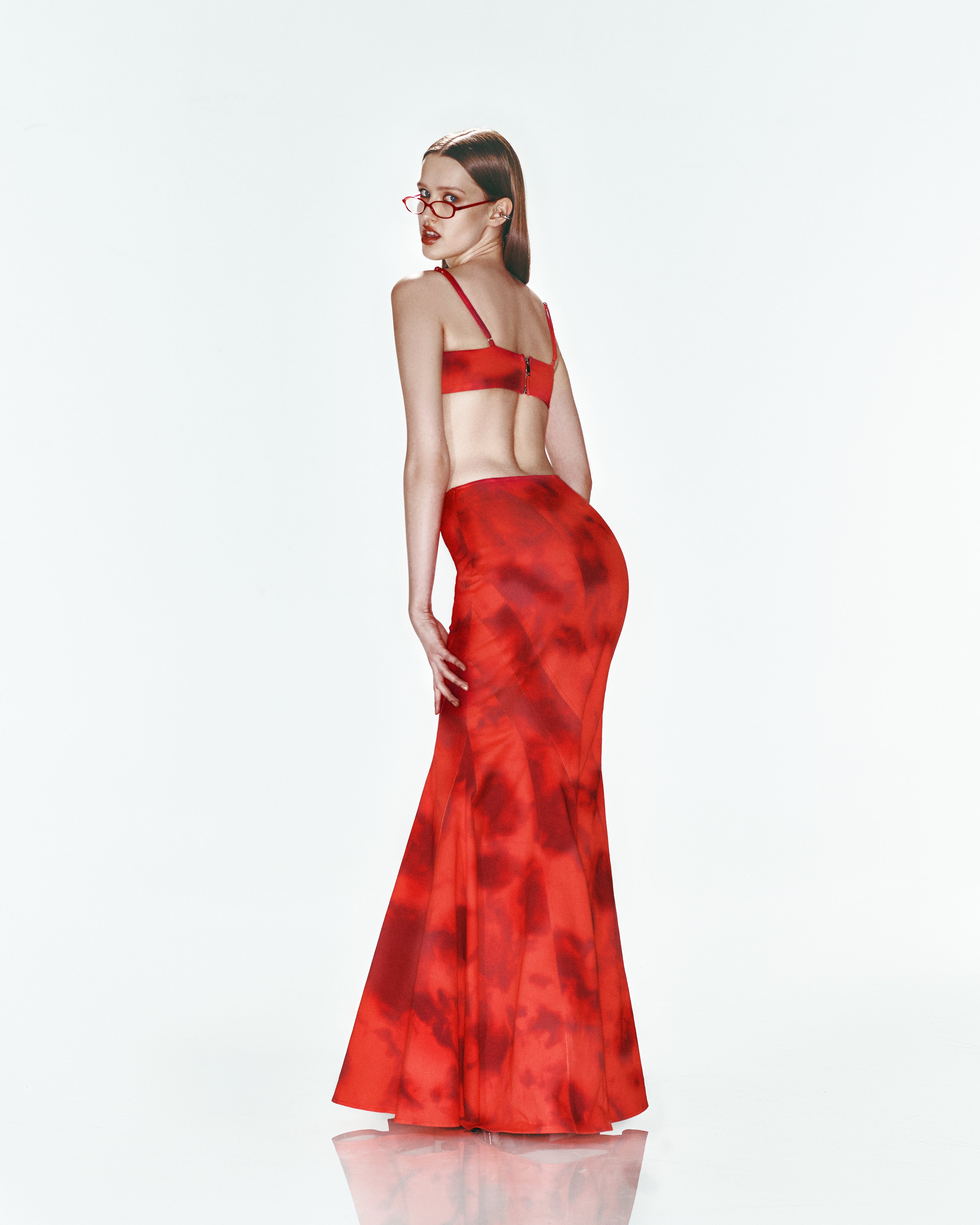 Kırmızı desenli ayarlanabilir askılı bra