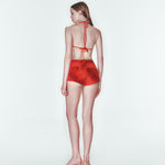 Kırmızı desenli mini şort